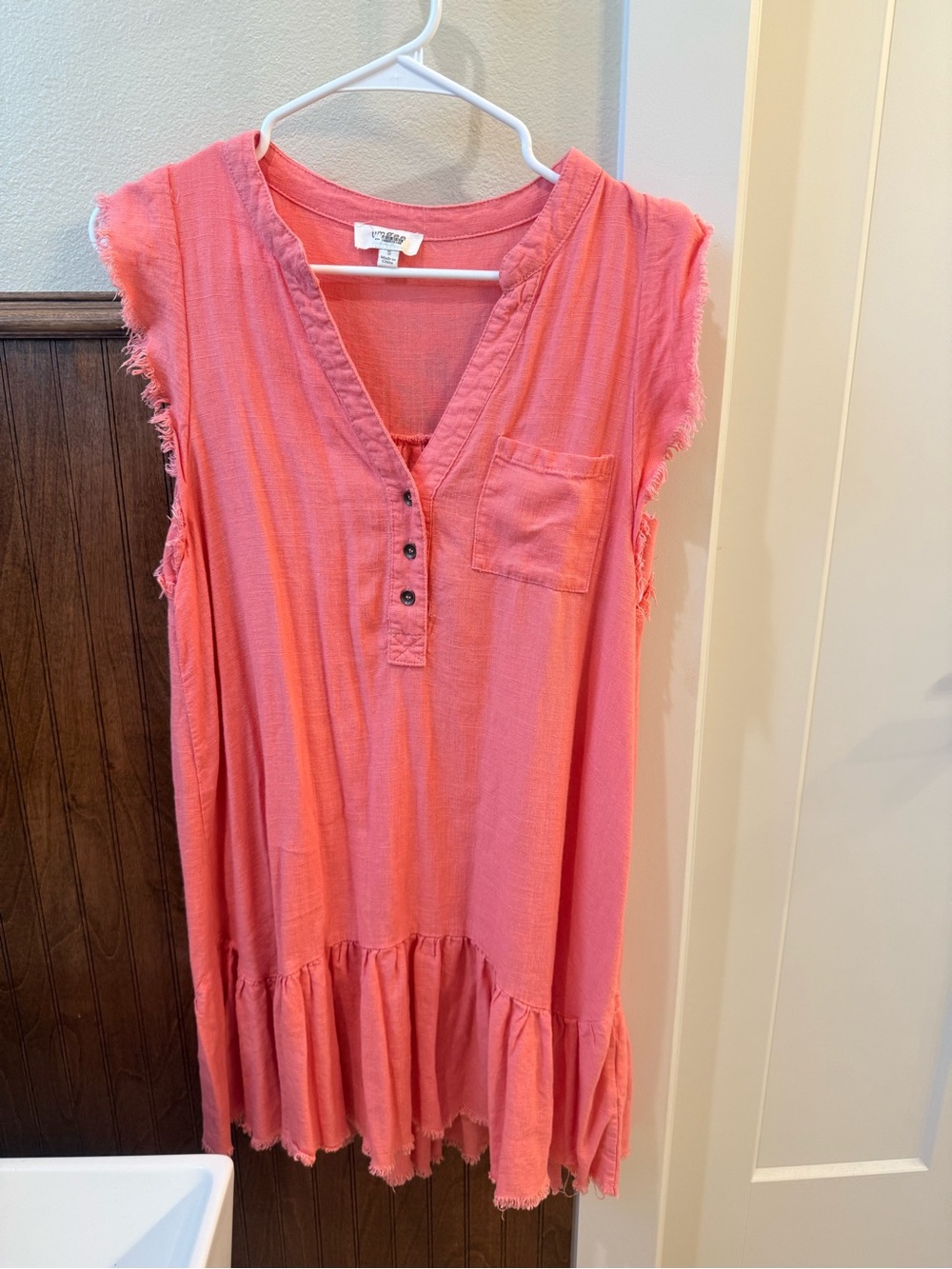 Umgee Coral Ruffle-Hem Sleeveless Tunic